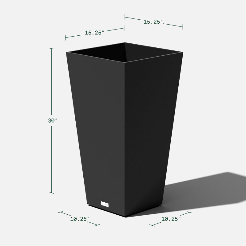 Pure Series Midland Planter, 2, Black, 30" H x 15.25" W x 15.25" D