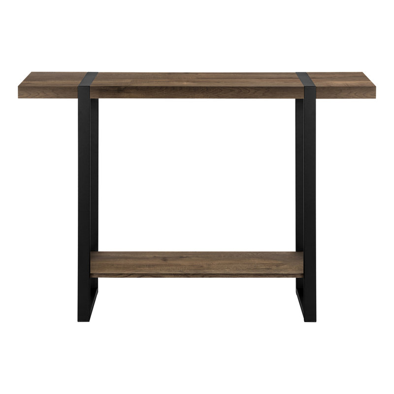Table d'appoint, console, vestibule, étroit, canapé, salon, chambre à coucher, stratifié brun, métal noir, contemporain, moderne