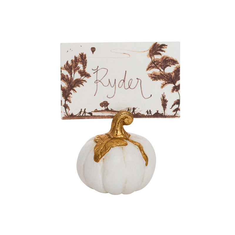 Forest Walk Pumpkin Place Card Holder, Gold