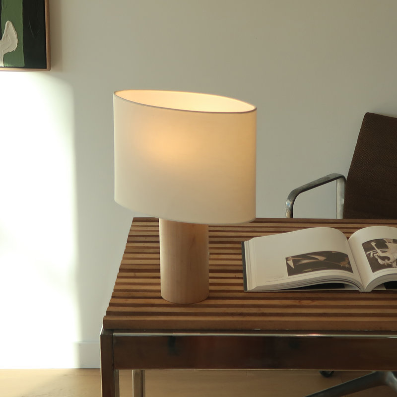 Mia 15.75" Midcentury LED Table Lamp With Maple Wood Base