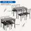 Ensemble de table de cuisine 5 pièces pour 4 personnes, table de salle à manger rectangulaire compacte avec 4 chaises rembourrées, appartement-2067860911