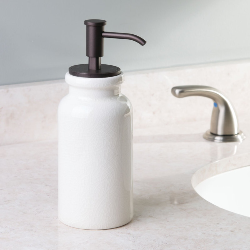 iDesign Westport Ceramic Soap Dispenser Pump for Kitchen, Bathroom Vanities - Cream/Bronze