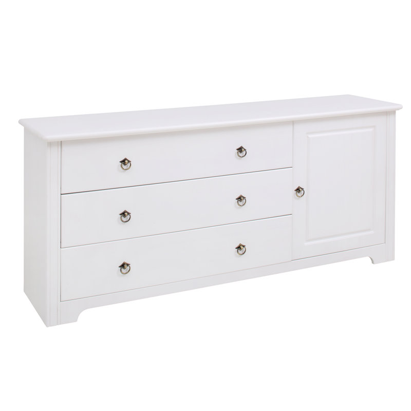 Manderson Solid Wood 152 cm W Chest of 3 Drawers, White