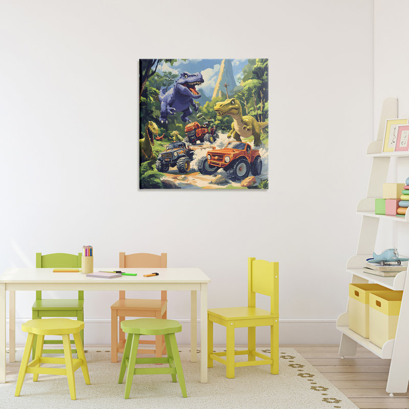 Toile de dinosaures et de camions monstres, conception par Creative Studio, H 24 po x l 24 po