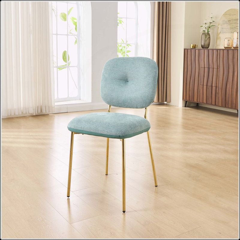 Ensemble de 2 chaises de salle à manger modernes, Vert, Or