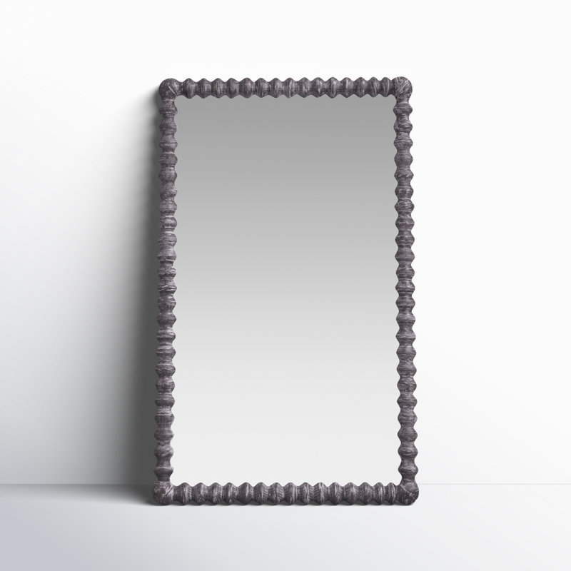 Gray Rubberwood Classic Rectangular Floor Mirror