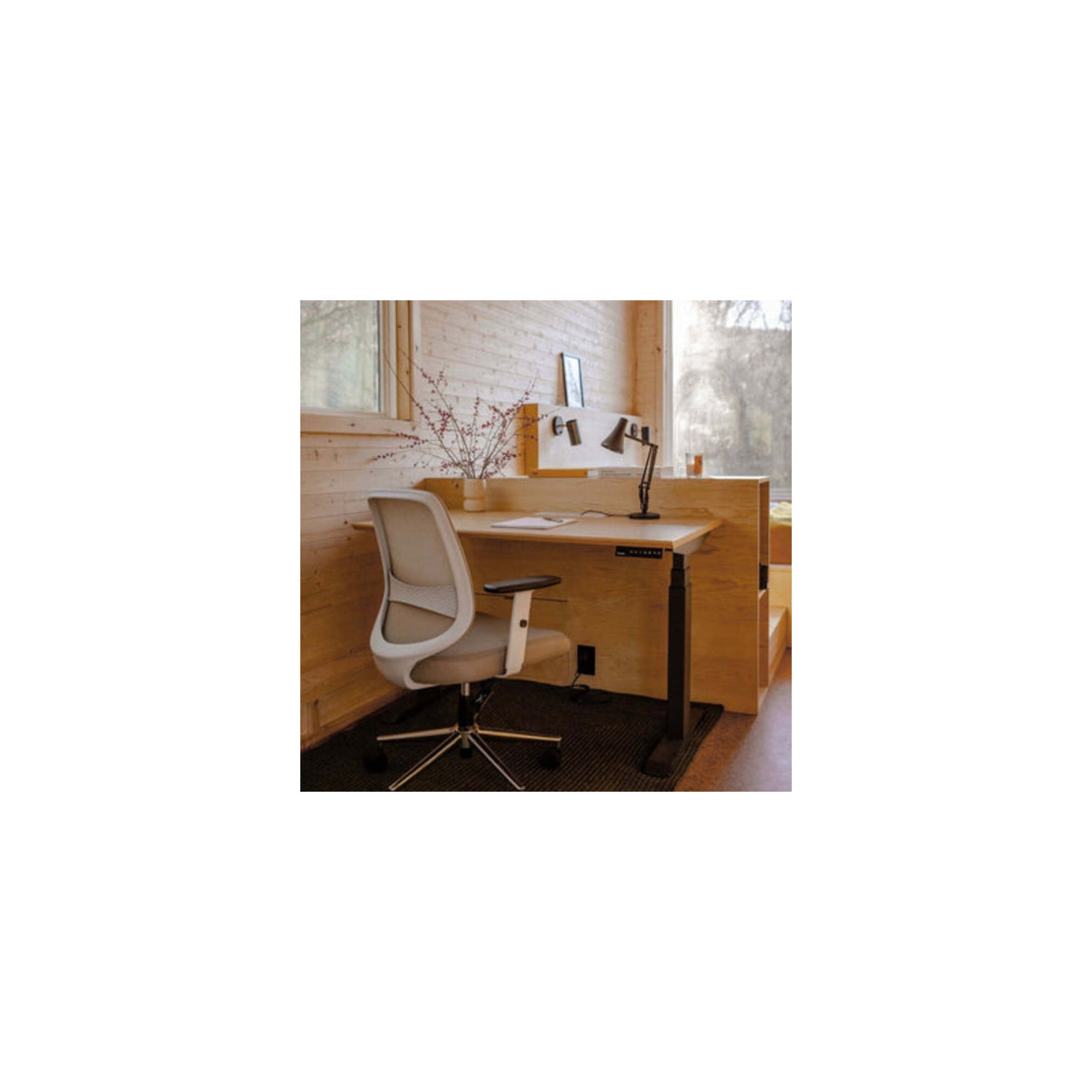 Standing Desk, Woodgrain, 52" H x 48" W x 30" D, Charcoal