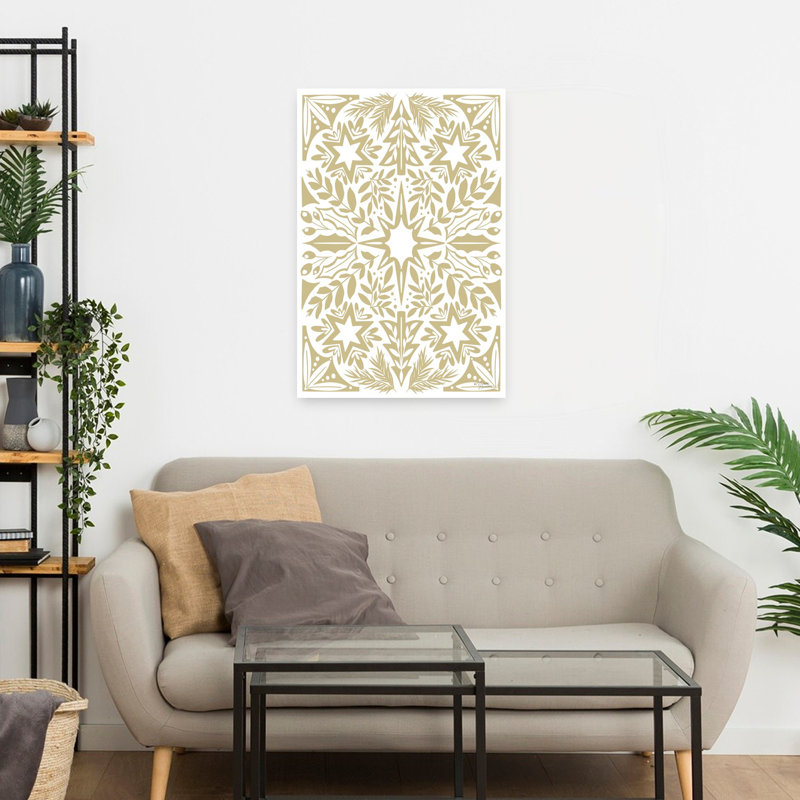 Art scandinave hivernal doré contemporain, H 24 po x l 16 po