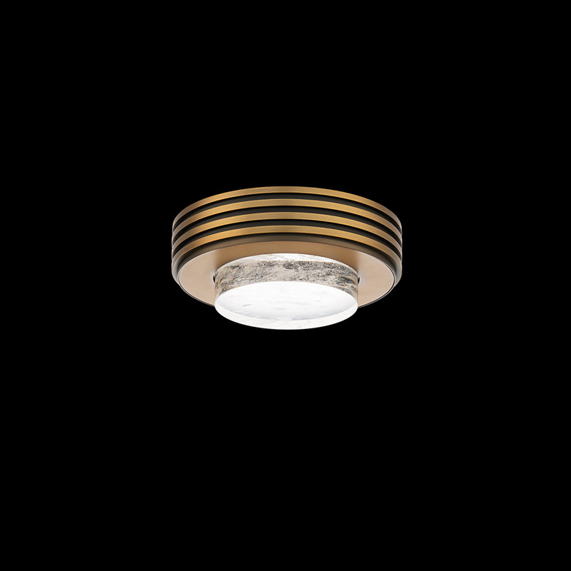 Zircle 1 Light Crystal LED Flush Mount, Aged Brass