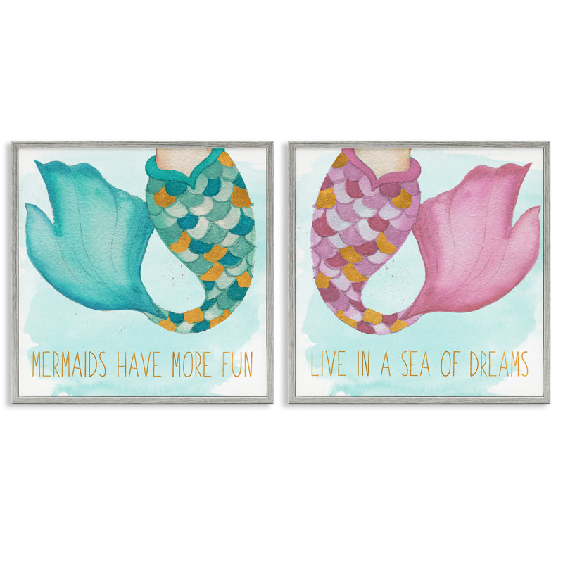 «Fun Mermaid Tails», ensemble de 2 giclées par Elizabeth Medley, Estampe numérique Farmhouse, H 24 po x l 24 po