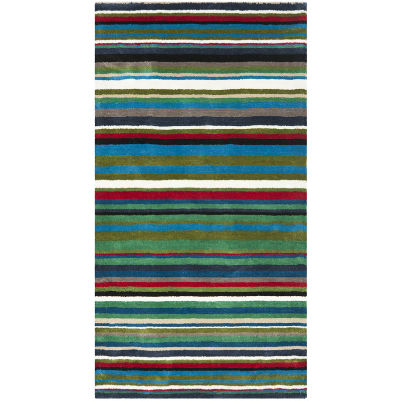 Rodeo Drive Drive Hand Tufted Wool Pile Striped Rug, Rectangle 6' x 9'