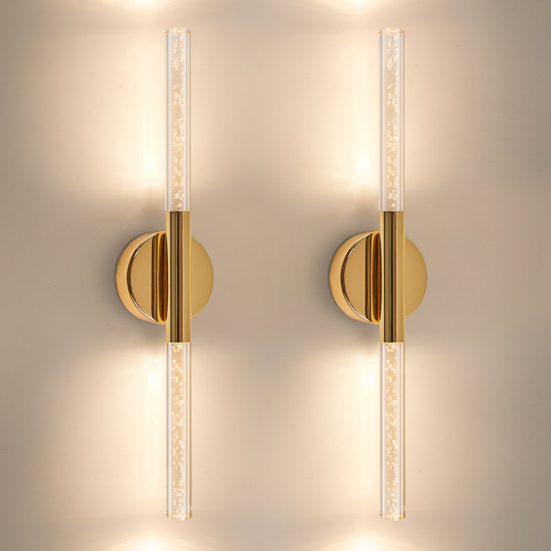 2-Light Dimmable Bathroom LED vanity light, Gold, 24" Width, 2