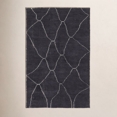 Rowan Black White Hand-Loomed Geometric Rug