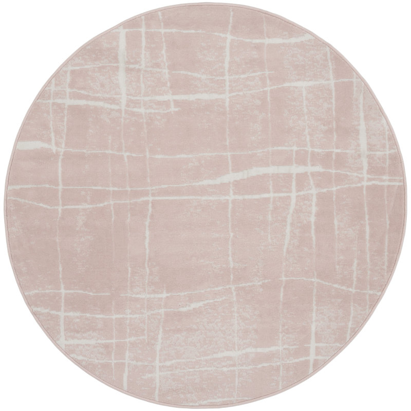 Tapis moderne rose, Rond 5 pi