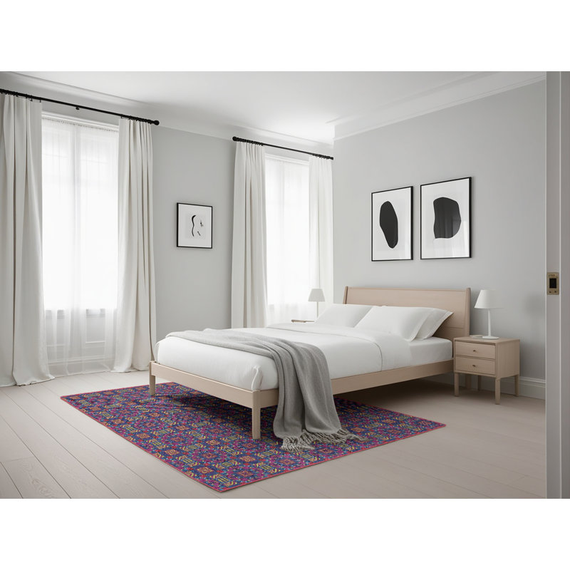 Tapis mauve à motifs/brun/orange Horigan, Rectangle 5 pi x 7 pi