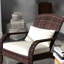 Chaise berçante de patio crème blanche, dossier haut avec coussin de siège et coussin pour le jardin, la véranda et le balcon