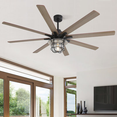 Ventilateur de plafond moderne de 66 pouces avec 8 pales, 6 vitesses, télécommande, moteur à courant continu réversible
