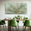 Fleurs vertes, art mural sur toile, peintures modernes avec feuille d'or, décorations murales abstraites pour bureau à domicile, salon, chambre à coucher 24 po x 48 po
