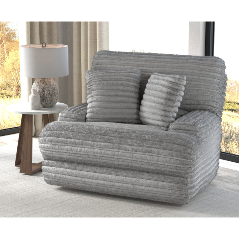 Cushy Oversized Deep Seat Power Recliner with Power Adjustable Headrest, Gris