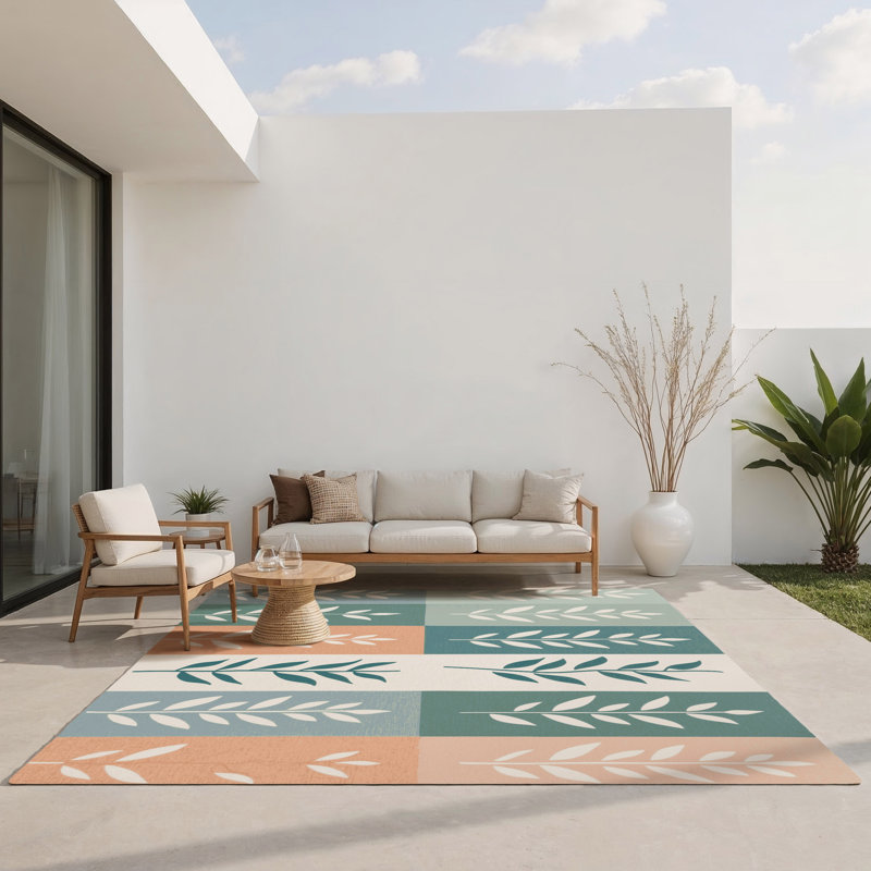Forest Mosaic Indoor And Outdoor Area Rug, Rectangle 8' x 10'