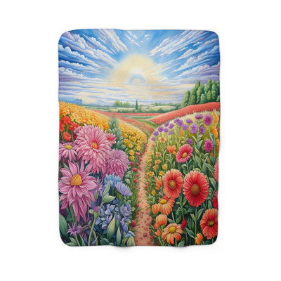 Serene Floral Pastures - 1 pièce Sherpa Premium
