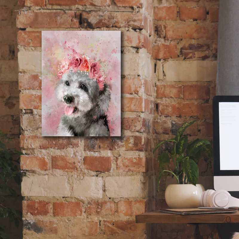 «Flower Crown Havese 2» par Furbaby Affiliates, art mural sur toile, H 16 po x l 12 po x P 0,75 po