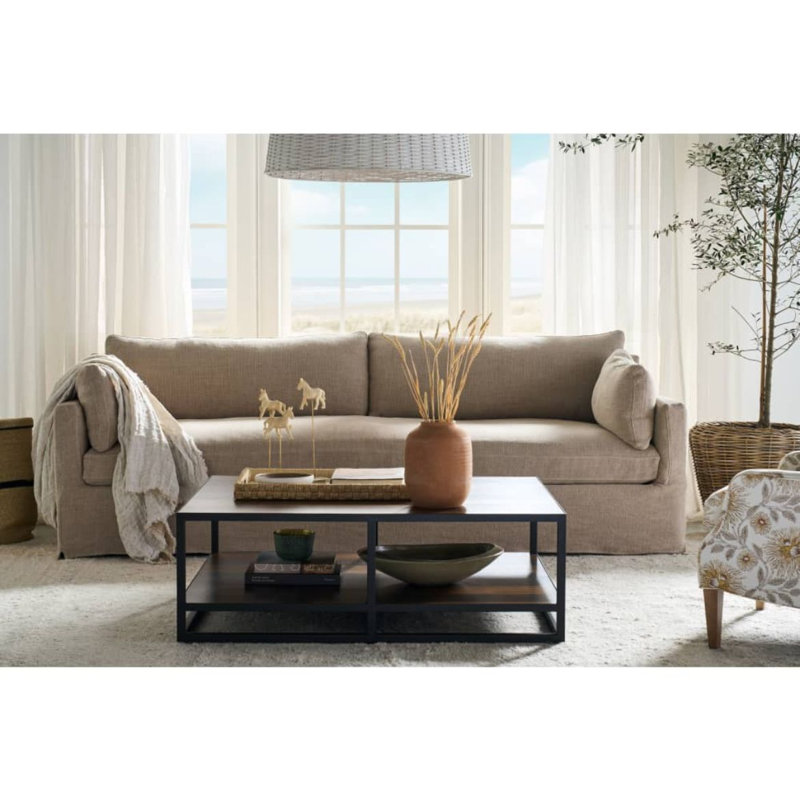 Sylvie Extra Long Sofa , White Polyester Blend (102CR-19), 37" H x 100" W x 44" D