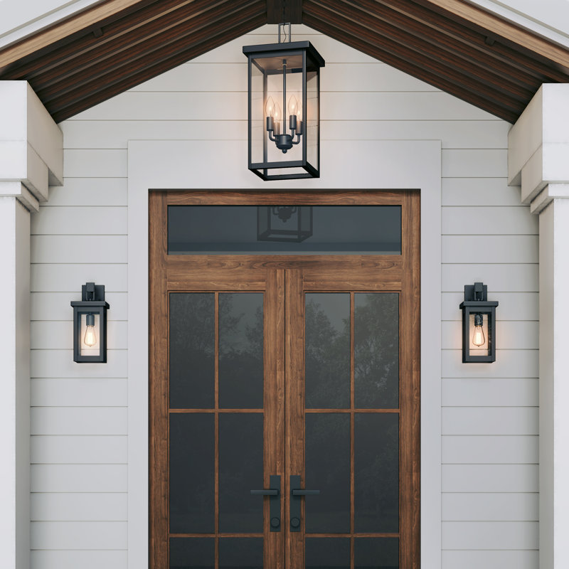 Luminaire suspendu d'extérieur 4 lumières 11 po Osakis, Noir thermolaqué
