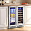 Réfrigérateur 24 pouces à deux zones avec 20 bouteilles pour 60 bouteilles de vin et boissons avec porte en verre encastrée / autoportante classique avec 4 poignées de porte, DEL bleue et tablettes réglables-103792762