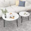 Ensemble de 2 tables basses gigognes rondes, ensemble de tables gigognes circulaires avec base en métal pour le salon