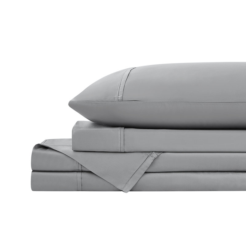 Southshore Fine Linens 300 Thread Count Bamboo Sheet Set in Steel Grey, 100% Rayon from Bamboo Sateen Extra Deep Pocket Sheets, 21-Inch Pocket, Queen