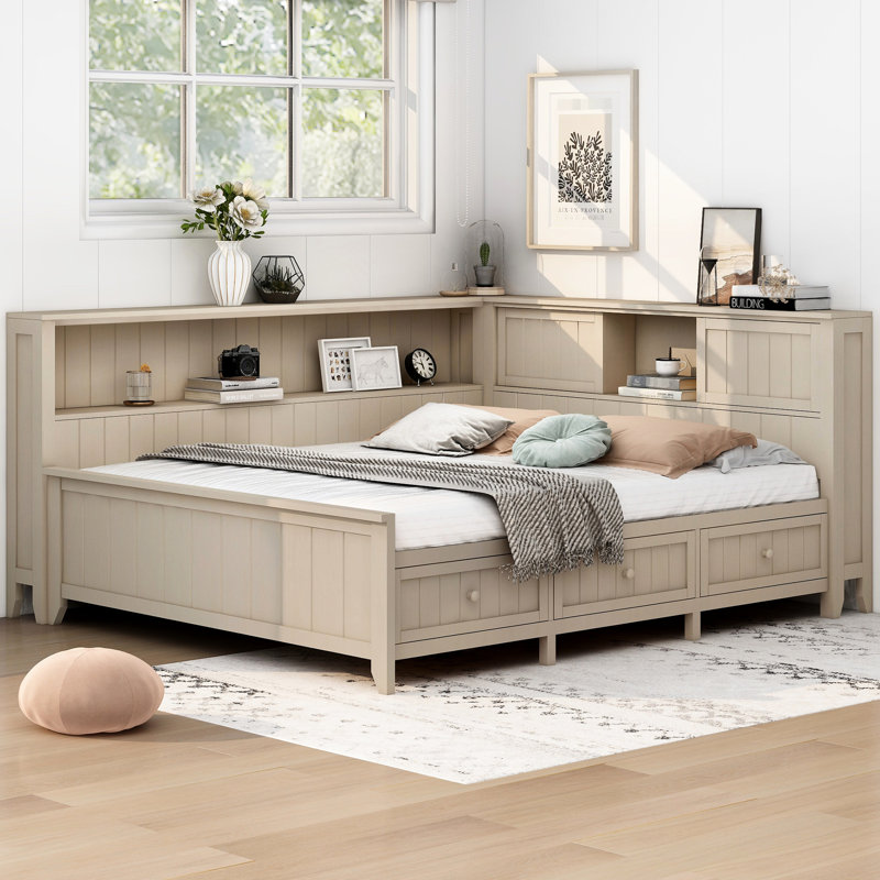 Antique White Milk Full Size Daybed With Storage Options And 3 Drawers, Build For Dependability 3 Design, Color, Long-Term Use