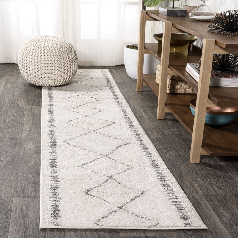 Farnborough Moroccan Beni Souk Cream/Gray Rug, Runner 2'3" x 8'