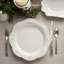 Assiettes à dîner en grès Heritage de 11 pouces - Assiettes élégantes à rebords festonnés avec perles en relief, ensemble de 4 - Assiettes blanc cassé intemporelles pour les dîners, les fêtes et l'utilisation quotidienne