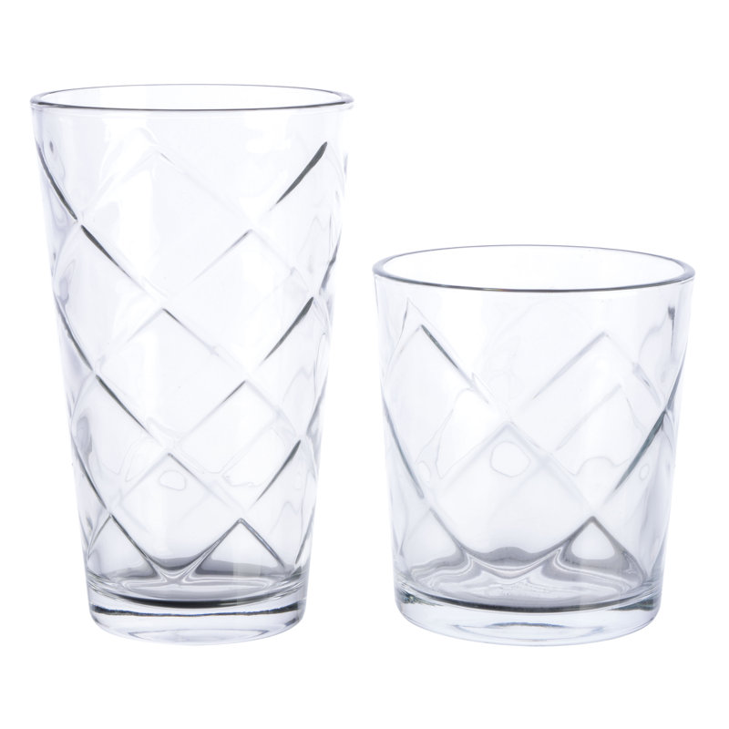 Gibson Home Rockaway Dinnerware Set, Lattice Glassware, Service For 4 (16Pcs)