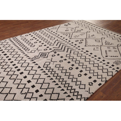Tapis marocain ivoire en laine à treillis 7 x 10