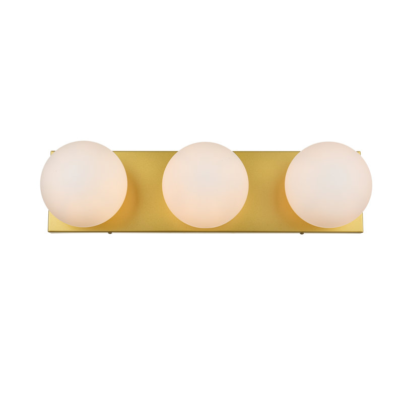 Applique murale de salle de bain à intensité variable Isabeth, Laiton, H 6 po x l 22 po x P 22 po, 3 lumières