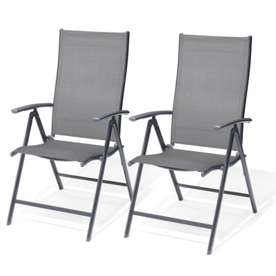 Hickley Metal Folding Patio Dining Armchair with Adjustable Backrest