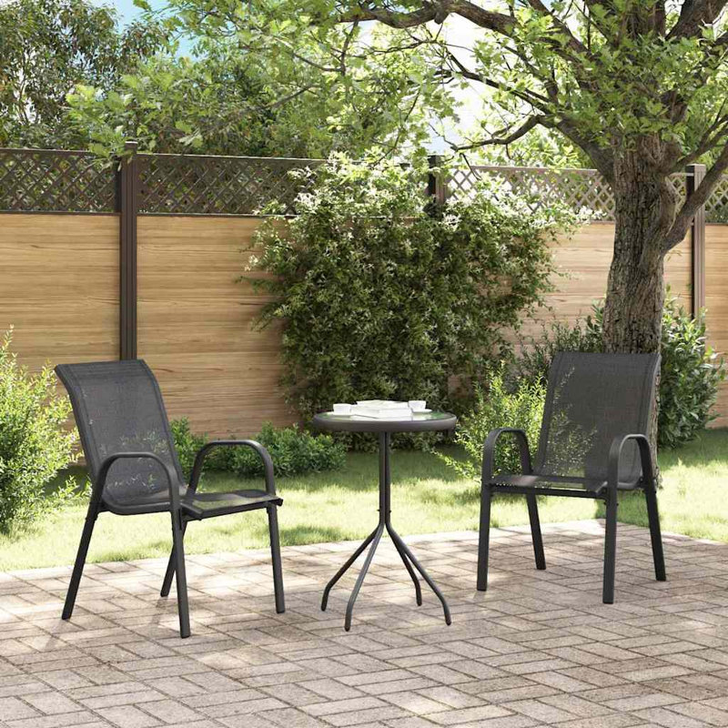 Vidaxl Garden Bistro Set 3 Pcs Steel, Black