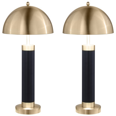 Cuan Dome Shade Pillar Table Lamp Black
