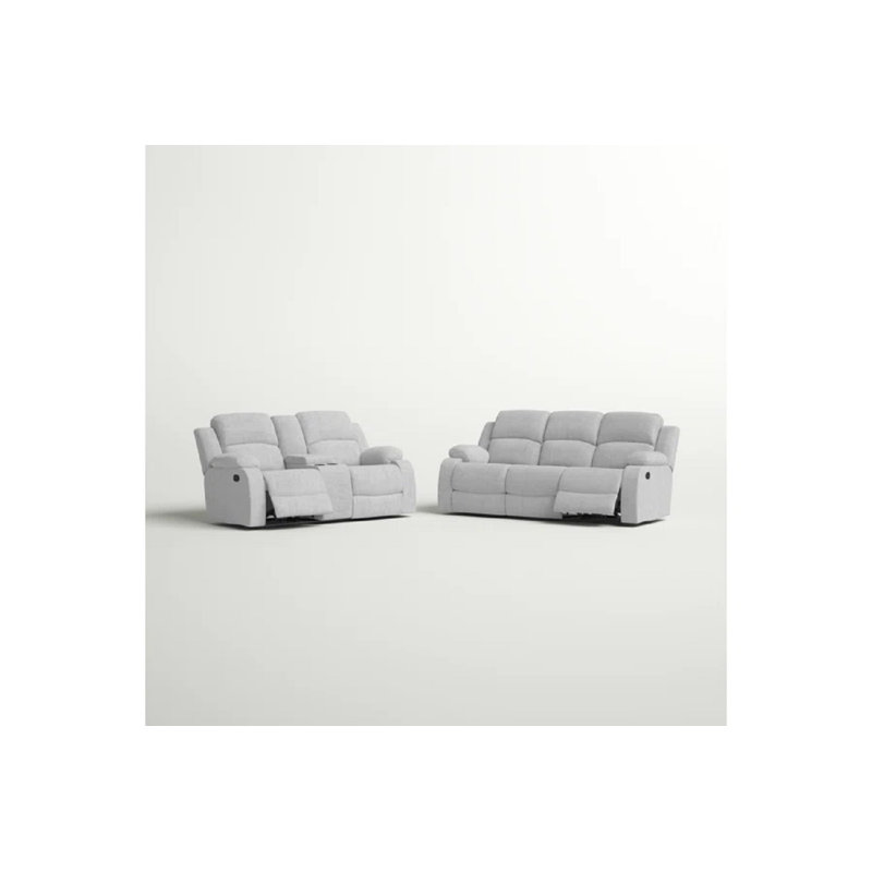  Ensemble de salon inclinable manuel en tissu 2 pièces avec console centrale et table basse Atlow (ensemble de 2)