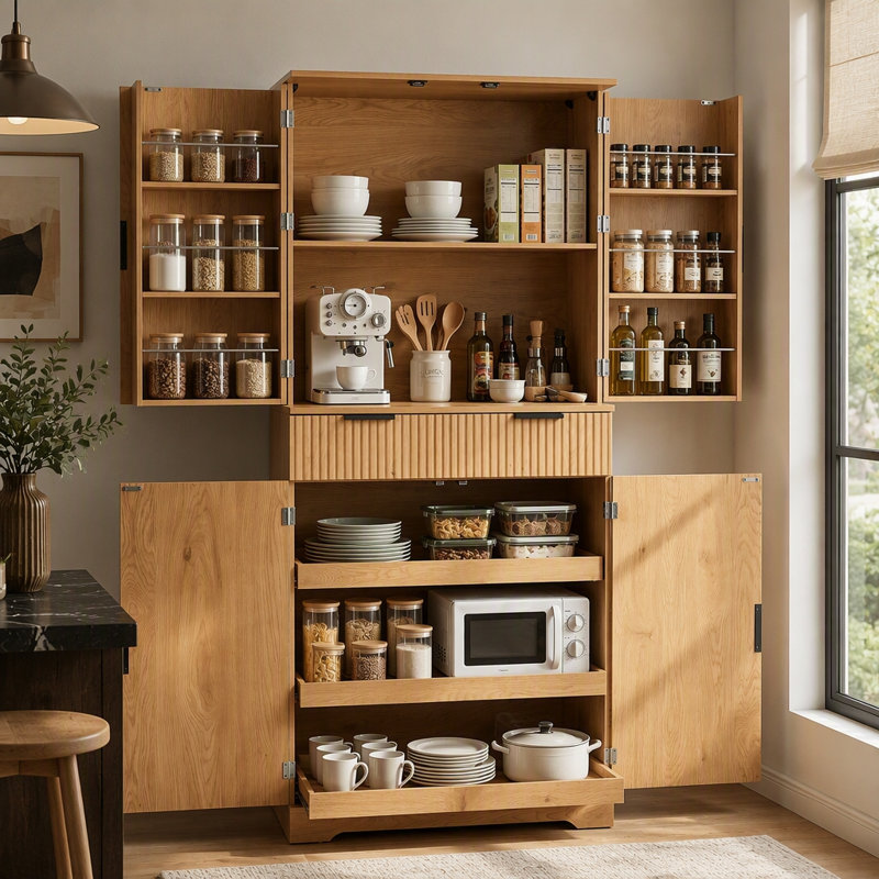 Armoire de rangement sur pied 72 pouces, Chêne
