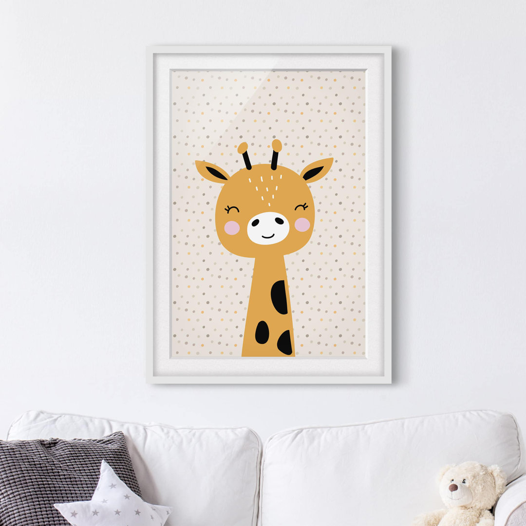 Gerahmtes Papierbild Baby Giraffe