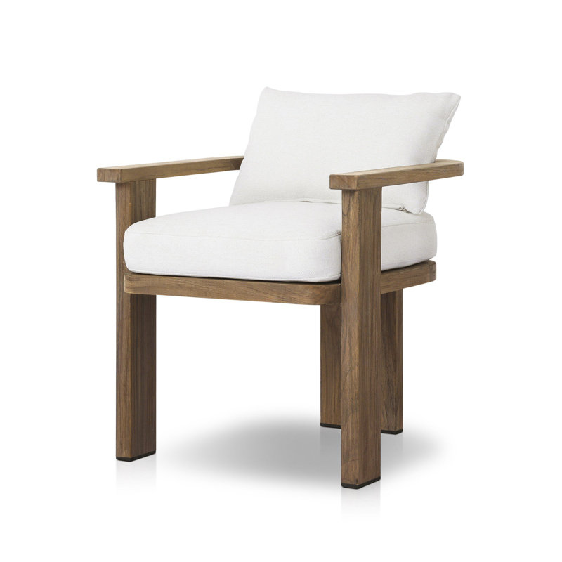 Tahana Outdoor Teak Dining Armchair, Alessi Linen, Stained Toasted Brown