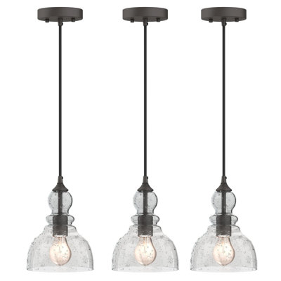 Luminaire suspendu en forme de dôme en bronze foncé à 1 lumière
