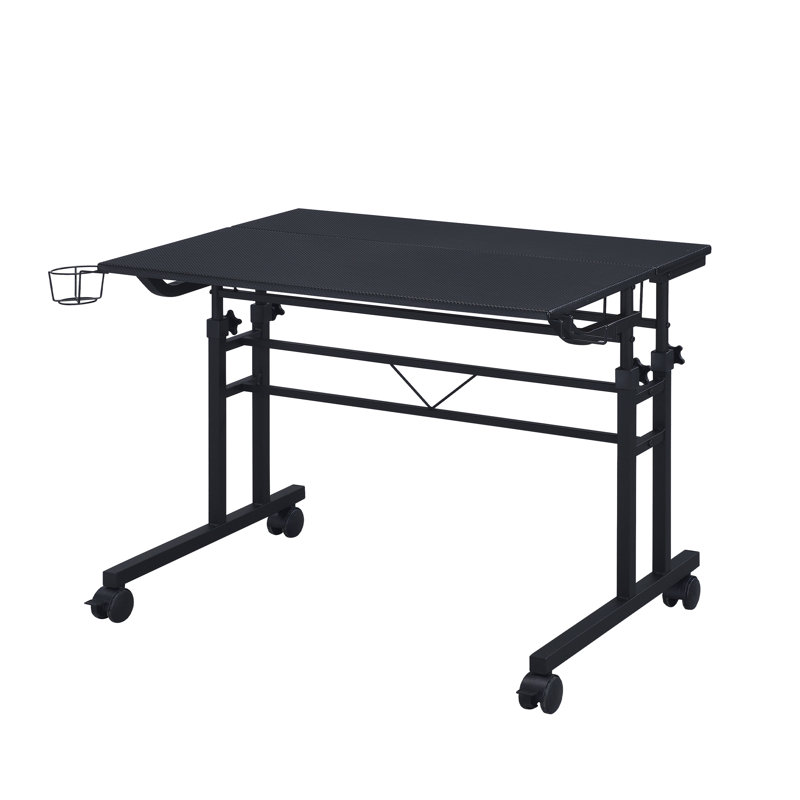 Bureau d'écriture roulant avec hauteur réglable et tablette mobile, Noir