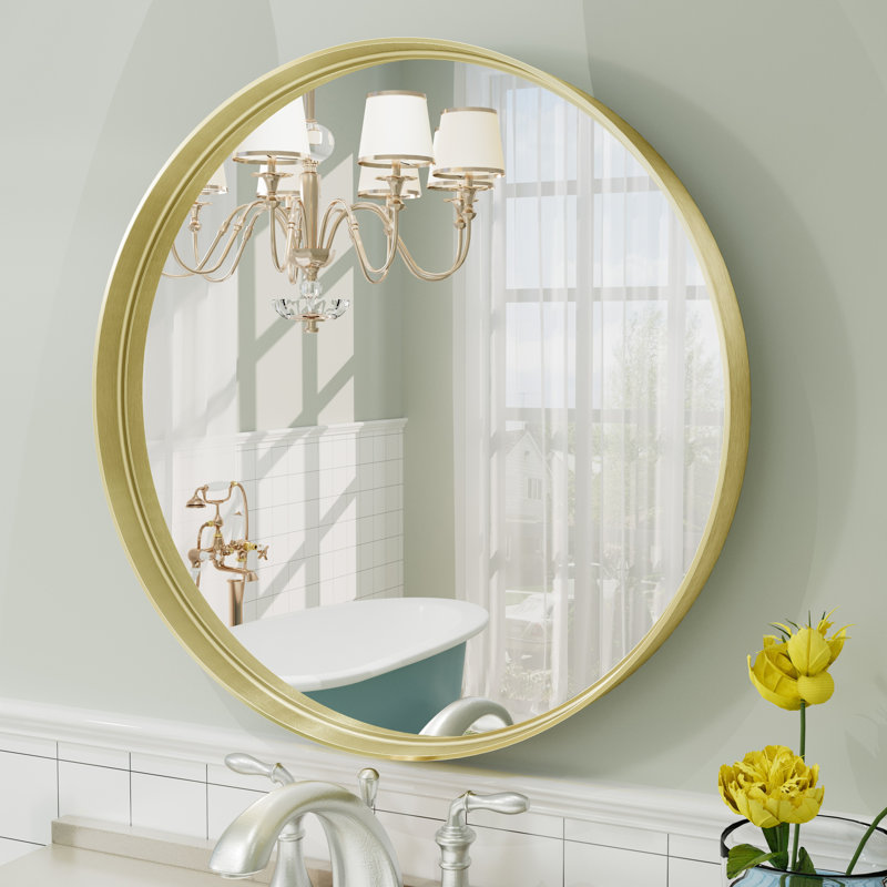 Miroir mural Aevar, 20 po x 20 po, Or brossé