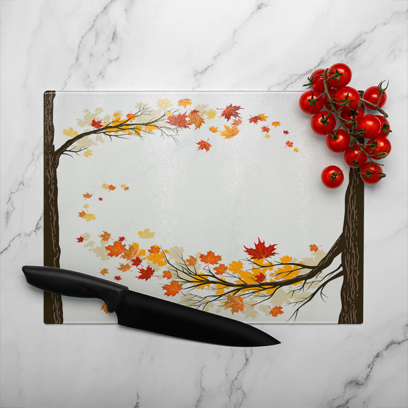 Autumn Trees Glass Chopping Board