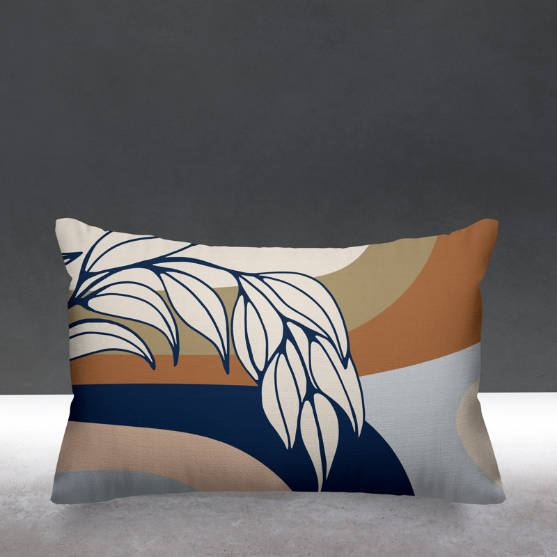 Outdoor Reversible Throw Pillow, Navy Blue