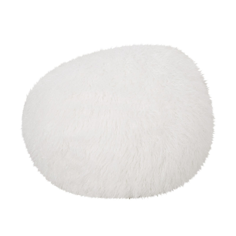 Sac à billes rond en fausse fourrure, H 25 po x l 35 po x P 35 po, Fausse fourrure blanche 